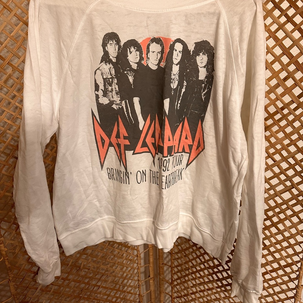 Def Leppard White Graphic Sweater